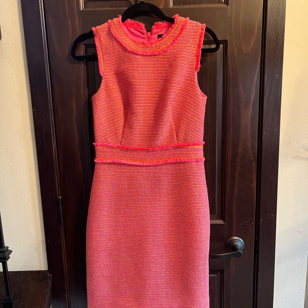J. Crew Vibrant Pink Textured Midi Dress